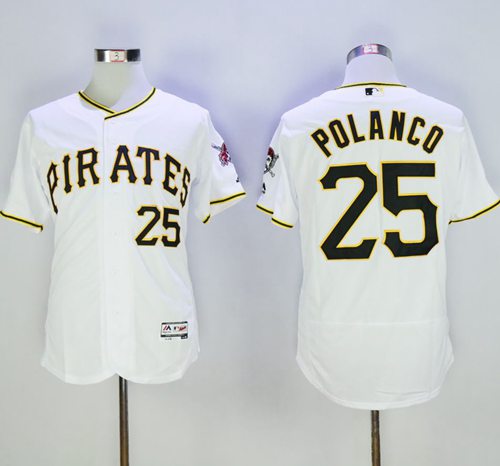 Pirates #25 Gregory Polanco White Flexbase Authentic Collection Stitched MLB Jersey Pirates #25 Gregory Polanco White Flexbase Authentic Collection Stitched MLB Jersey