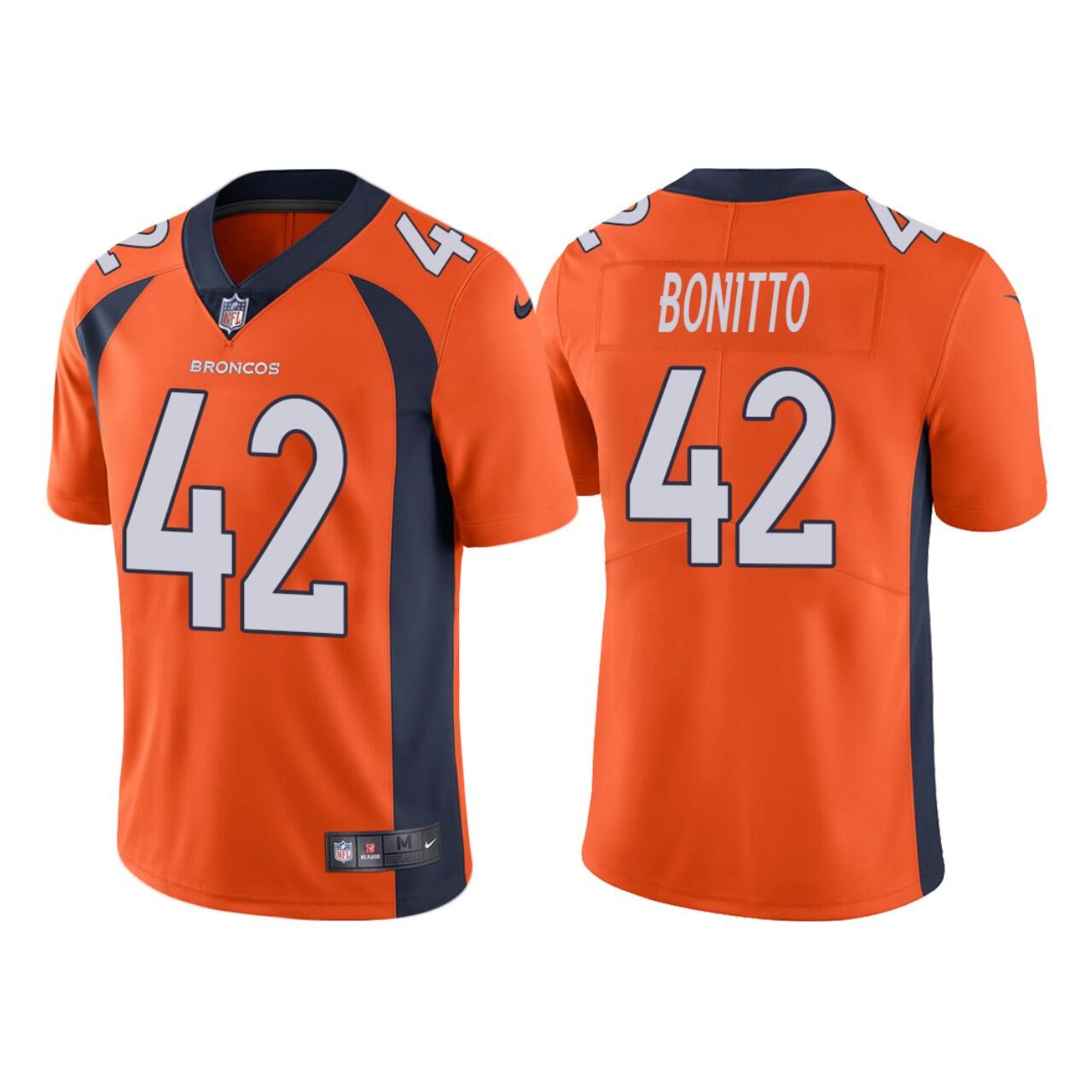Men's Denver Broncos #42 Nik Bonitto Orange Vapor Untouchable Stitched Jersey Men's Denver Broncos #42 Nik Bonitto Orange Vapor Untouchable Stitched Jersey