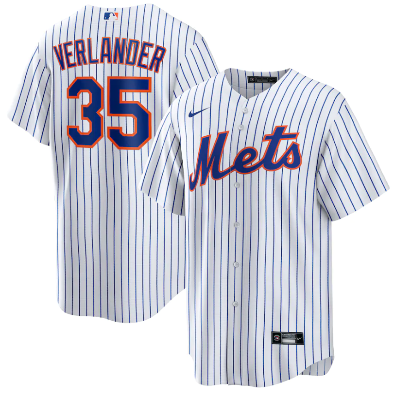 Men's New York Mets #35 Justin Verlander White Cool Base Stitched Baseball Jersey Men's New York Mets #35 Justin Verlander White Cool Base Stitched Baseball Jersey