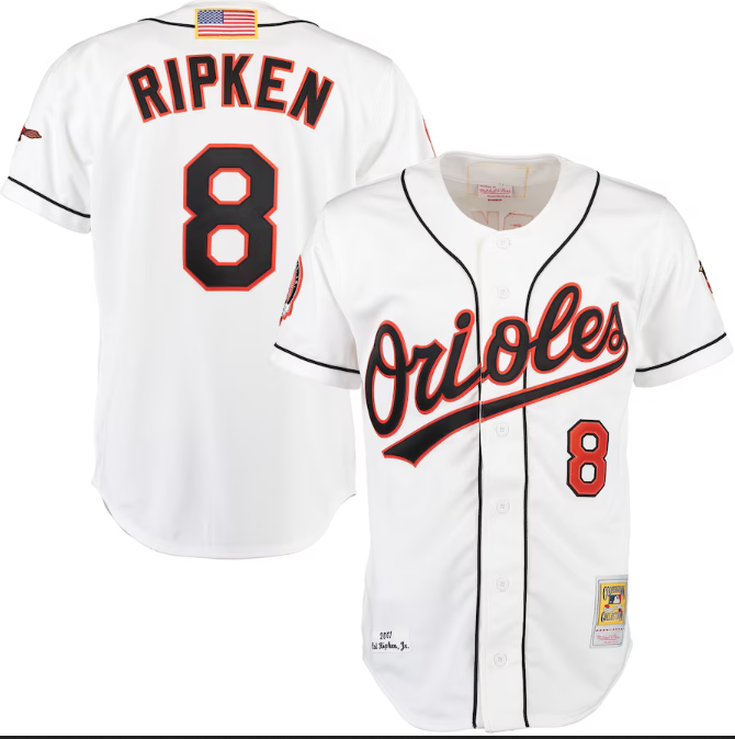 Baltimore Orioles #8 Cal Ripken Jr. White Men's Jersey Baltimore Orioles #8 Cal Ripken Jr. White Men's Jersey