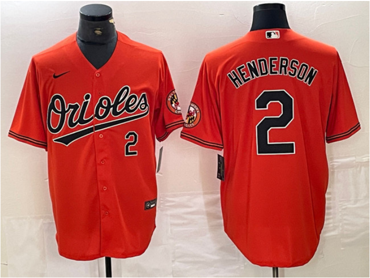 Men's Baltimore Orioles #2 Gunnar Henderson Stitched Orange Cool Base Jersey