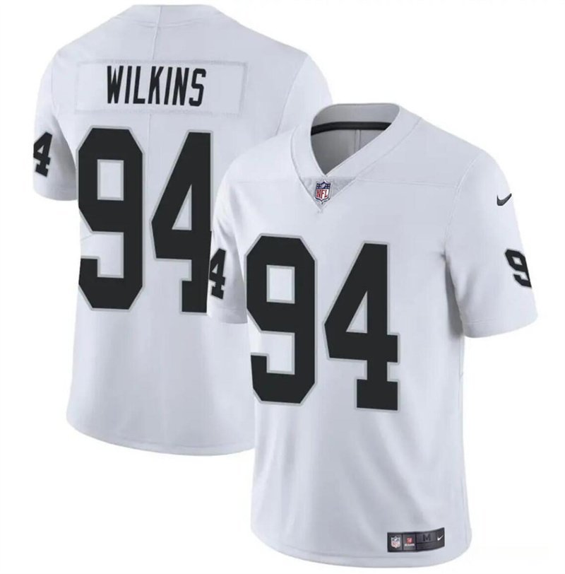 Men's Las Vegas Raiders #94 Christian Wilkins White Vapor Stitched Football Jersey Men's Las Vegas Raiders #94 Christian Wilkins White Vapor Stitched Football Jersey