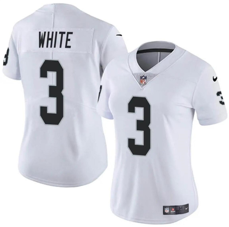 Women's Las Vegas Raiders #3 Zamir White White Vapor Stitched Jersey(Run Small) Women's Las Vegas Raiders #3 Zamir White White Vapor Stitched Jersey(Run Small)