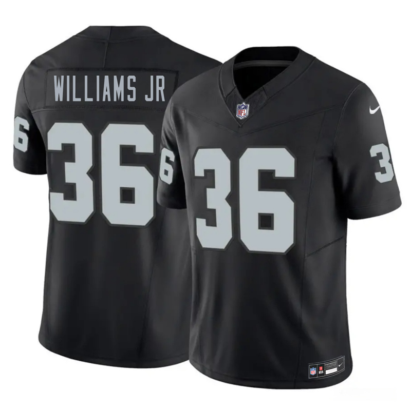 Men's Las Vegas Raiders #36 E.J. Williams Jr Black 2026 Draft F.U.S.E. Vapor Untouchable Limited Stitched Football Jersey