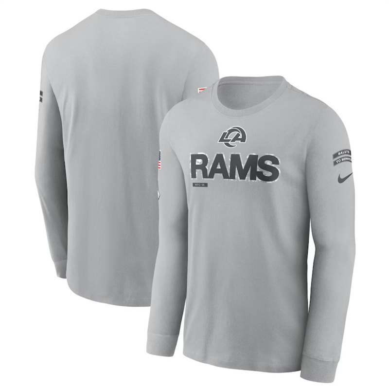 Men's Los Angeles Rams 2024 Gray Salute To Service Long Sleeve T-Shirt Men's Los Angeles Rams 2024 Gray Salute To Service Long Sleeve T-Shirt