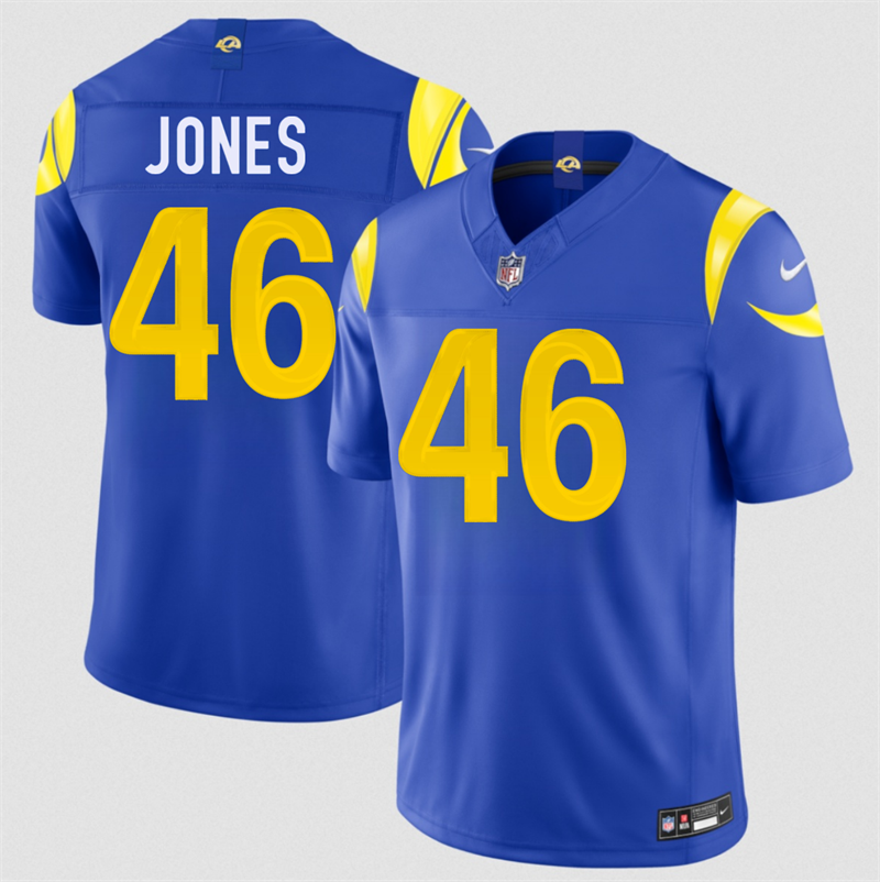 Men's Los Angeles Rams #46 Rohan Jones Royal 2026 Draft F.U.S.E. Vapor Limited Stitched Football Jersey