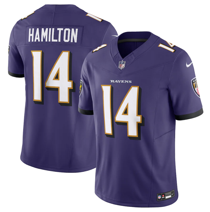 Men's Baltimore Ravens #14 Kyle Hamilton Purple 2023 F.U.S.E Vapor Jersey Men's Baltimore Ravens #14 Kyle Hamilton Purple 2023 F.U.S.E Vapor Jersey
