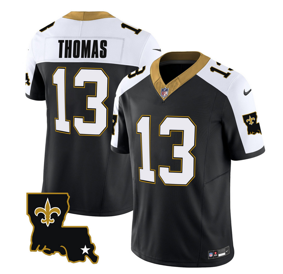 Men's New Orleans Saints #13 Michael Thomas Black White 2023 F.U.S.E. 1987 Legacy Vapor Stitched Jersey Men's New Orleans Saints #13 Michael Thomas Black White 2023 F.U.S.E. 1987 Legacy Vapor Stitched Jersey