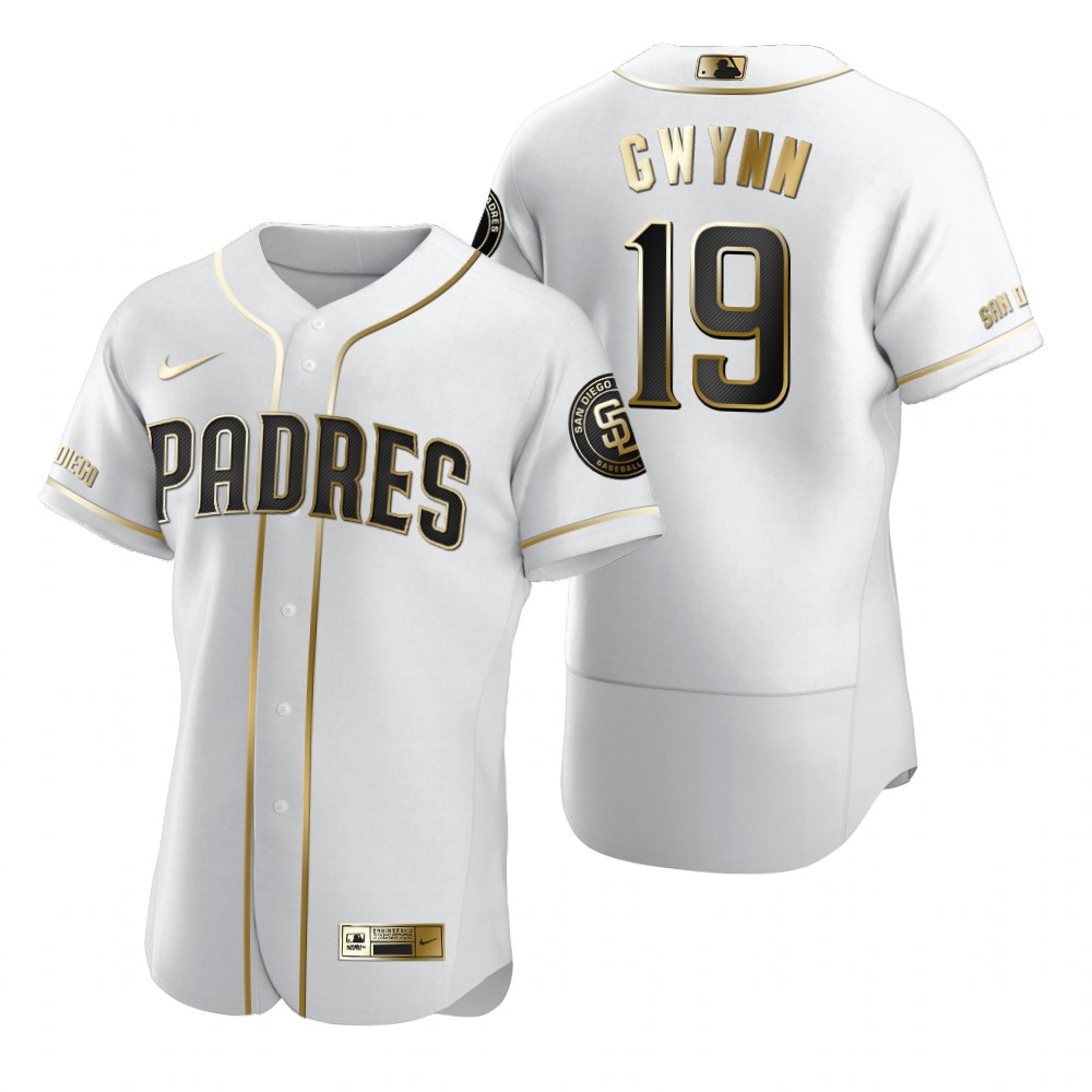 San Diego Padres #19 Tony Gwynn White Nike Men's Authentic Golden Edition MLB Jersey San Diego Padres #19 Tony Gwynn White Nike Men's Authentic Golden Edition MLB Jersey