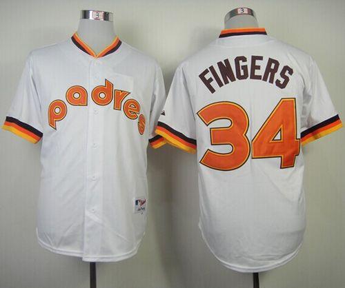 Padres #34 Rollie Fingers White 1984 Turn Back The Clock Stitched MLB Jersey Padres #34 Rollie Fingers White 1984 Turn Back The Clock Stitched MLB Jersey