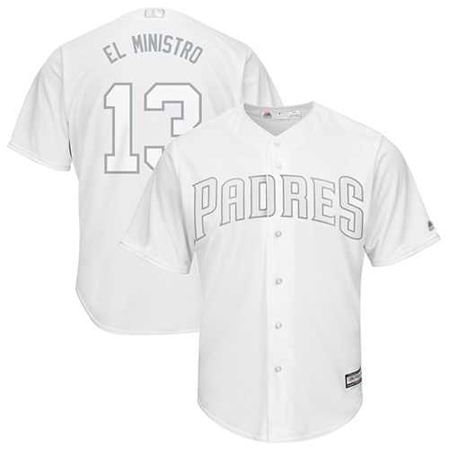 Padres #13 Manny Machado White "El Ministro" Players Weekend Cool Base Stitched MLB Jersey Padres #13 Manny Machado White "El Ministro" Players Weekend Cool Base Stitched MLB Jersey