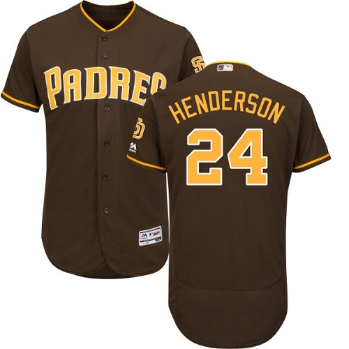 Padres #24 Rickey Henderson Brown Flexbase Authentic Collection Stitched MLB Jersey Padres #24 Rickey Henderson Brown Flexbase Authentic Collection Stitched MLB Jersey