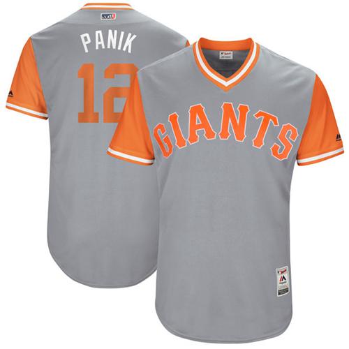 Giants #12 Joe Panik Gray "Panik" Players Weekend Authentic Stitched MLB Jersey Giants #12 Joe Panik Gray "Panik" Players Weekend Authentic Stitched MLB Jersey