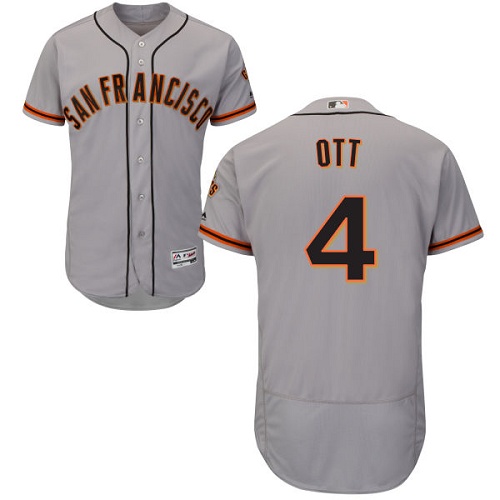 Giants #4 Mel Ott Grey Flexbase Authentic Collection Road Stitched MLB Jersey Giants #4 Mel Ott Grey Flexbase Authentic Collection Road Stitched MLB Jersey