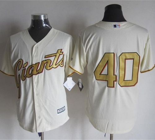 Giants #40 Madison Bumgarner Cream(Gold No.) New Cool Base Stitched MLB Jersey Giants #40 Madison Bumgarner Cream(Gold No.) New Cool Base Stitched MLB Jersey