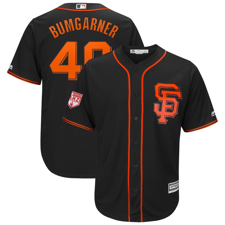 Giants #40 Madison Bumgarner Black 2019 Spring Training Cool Base Stitched MLB Jersey Giants #40 Madison Bumgarner Black 2019 Spring Training Cool Base Stitched MLB Jersey