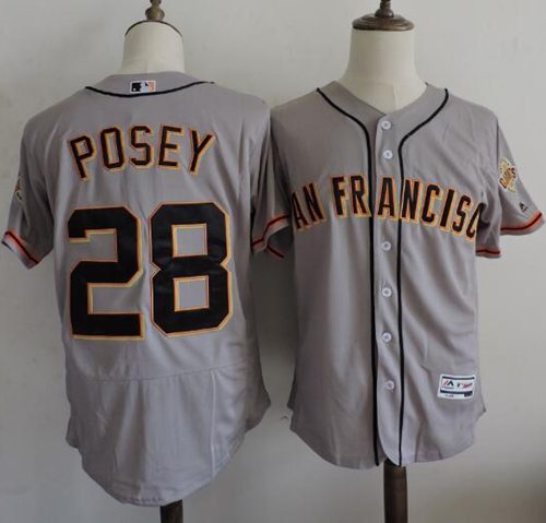 Giants #28 Buster Posey Grey Flexbase Authentic Collection Road Stitched MLB jersey Giants #28 Buster Posey Grey Flexbase Authentic Collection Road Stitched MLB jersey