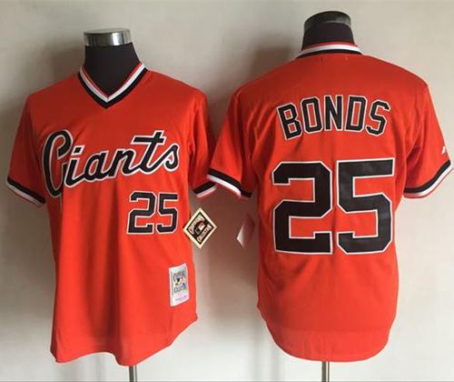 Mitchell And Ness Giants #25 Barry Bonds Orange Throwback Stitched MLB Jersey Mitchell And Ness Giants #25 Barry Bonds Orange Throwback Stitched MLB Jersey
