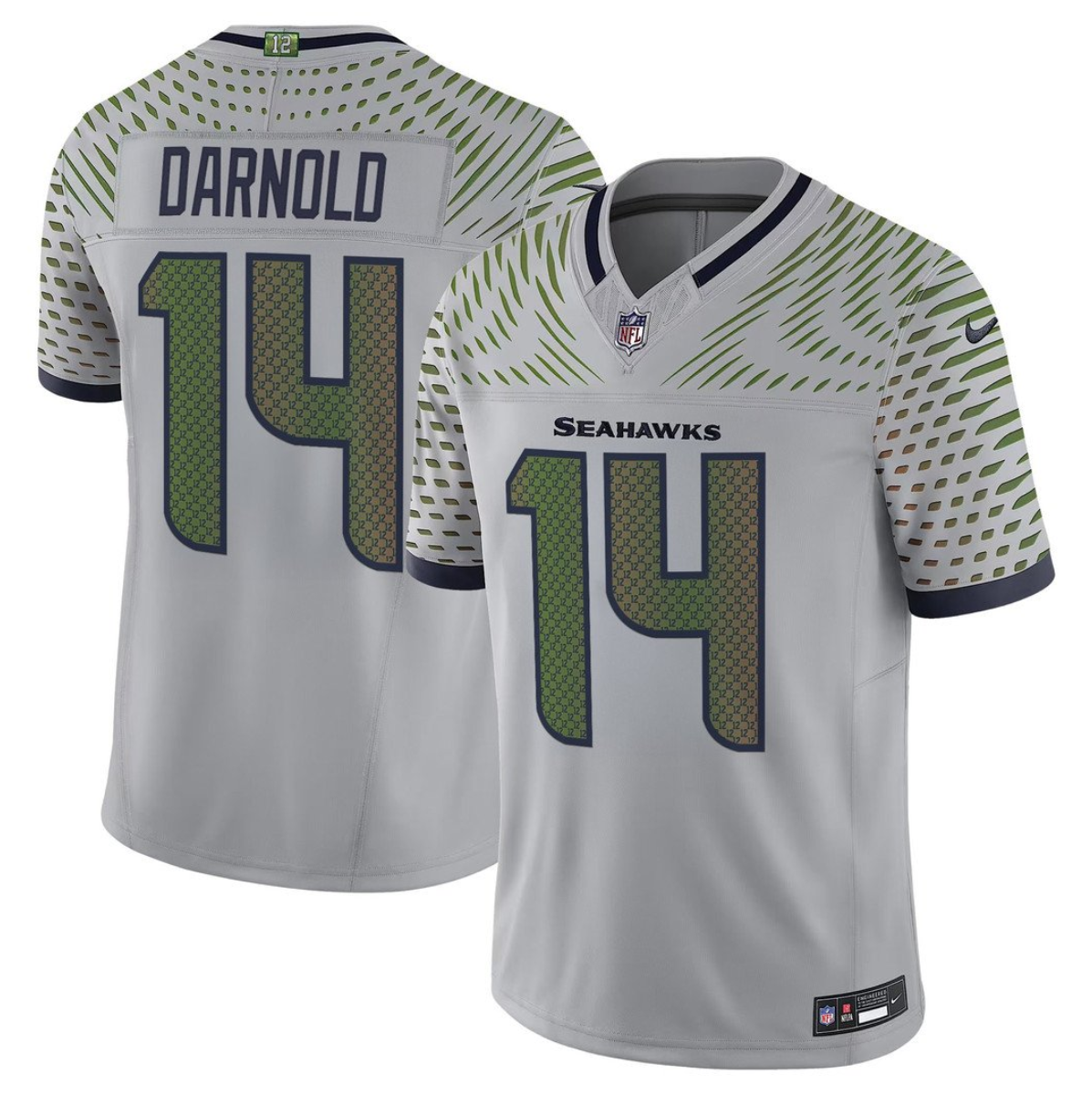Men's Seattle Seahawks #14 Sam Darnold Grey 2025 F.U.S.E. “Rivalries” Vapor Untouchable Limited Stitched Football Jersey