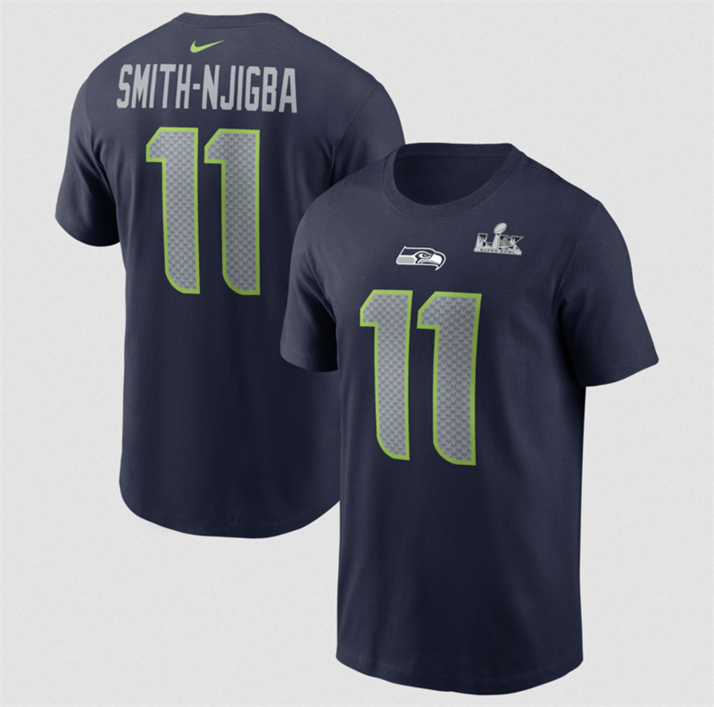 Men's Seattle Seahawks #11 Jaxon Smith-Njigba College Navy 2025 Super Bowl LX Patch Name & Number T-Shirt Men's Seattle Seahawks #11 Jaxon Smith-Njigba College Navy 2025 Super Bowl LX Patch Name & Number T-Shirt
