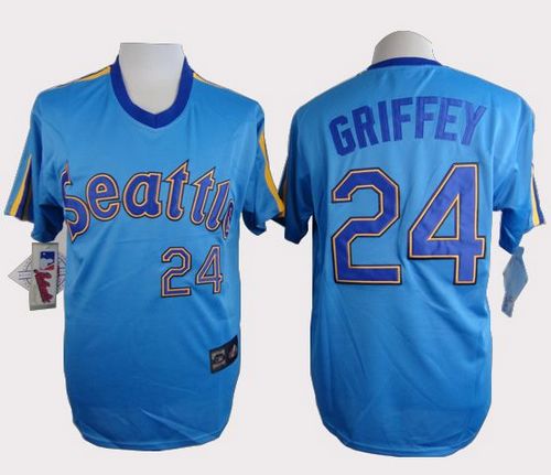 Mariners #24 Ken Griffey Light Blue Cooperstown Throwback Stitched MLB Jersey Mariners #24 Ken Griffey Light Blue Cooperstown Throwback Stitched MLB Jersey