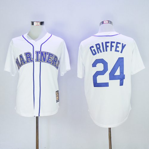 Mariners #24 Ken Griffey White Cooperstown 2016 Hall Of Fame Patch Stitched MLB Jersey Mariners #24 Ken Griffey White Cooperstown 2016 Hall Of Fame Patch Stitched MLB Jersey