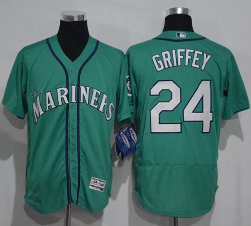 Mariners #24 Ken Griffey Green Flexbase Authentic Collection Stitched MLB Jersey Mariners #24 Ken Griffey Green Flexbase Authentic Collection Stitched MLB Jersey