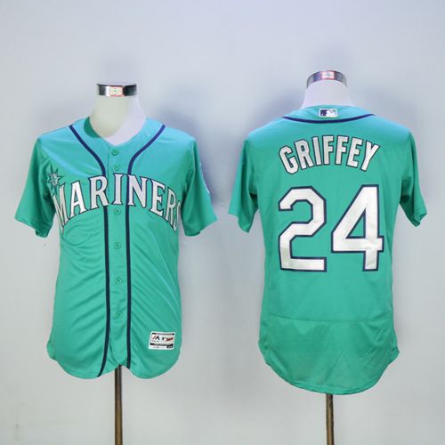 Mariners #24 Ken Griffey Green Flexbase Authentic Collection 2016 Hall Of Fame Patch Stitched MLB Jersey Mariners #24 Ken Griffey Green Flexbase Authentic Collection 2016 Hall Of Fame Patch Stitched MLB Jersey