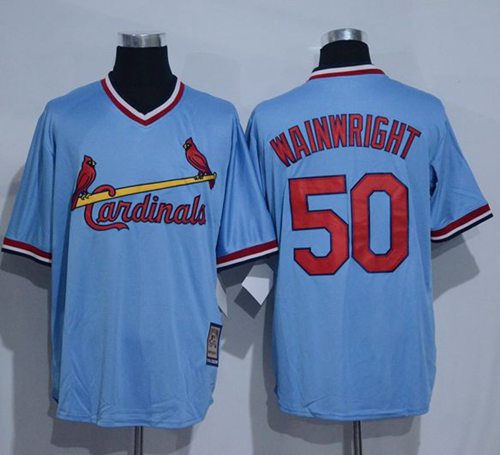 Cardinals #50 Adam Wainwright Blue Cooperstown Throwback Stitched MLB Jersey Cardinals #50 Adam Wainwright Blue Cooperstown Throwback Stitched MLB Jersey