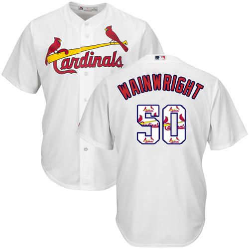 Cardinals #50 Adam Wainwright White Team Logo Fashion Stitched MLB Jersey Cardinals #50 Adam Wainwright White Team Logo Fashion Stitched MLB Jersey