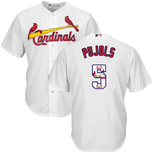 Cardinals #5 Albert Pujols White Team Logo Fashion Stitched MLB Jersey Cardinals #5 Albert Pujols White Team Logo Fashion Stitched MLB Jersey