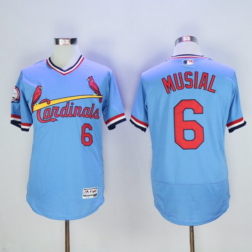 Cardinals #6 Stan Musial Light Blue Flexbase Authentic Collection Cooperstown Stitched MLB Jersey Cardinals #6 Stan Musial Light Blue Flexbase Authentic Collection Cooperstown Stitched MLB Jersey