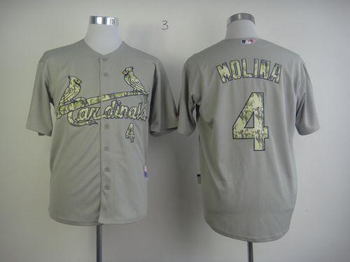 Cardinals #4 Yadier Molina Grey USMC Cool Base Stitched MLB Jersey Cardinals #4 Yadier Molina Grey USMC Cool Base Stitched MLB Jersey