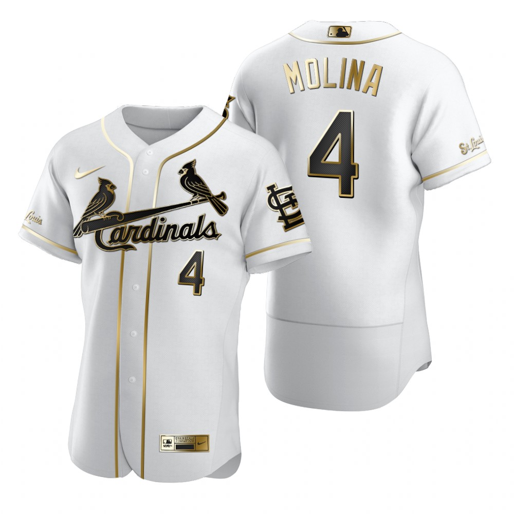 St. Louis Cardinals #4 Yadier Molina White Nike Men's Authentic Golden Edition MLB Jersey St. Louis Cardinals #4 Yadier Molina White Nike Men's Authentic Golden Edition MLB Jersey