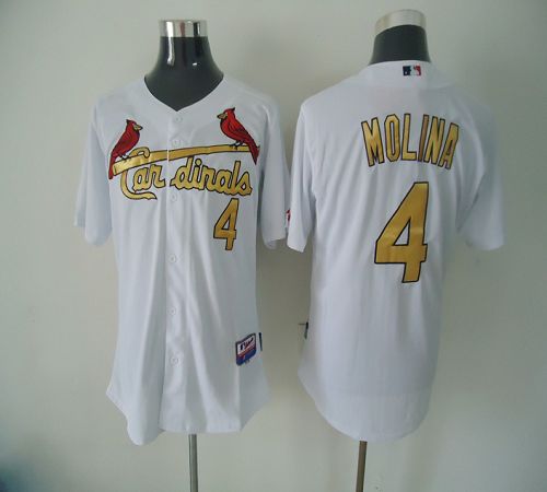 Cardinals #4 Yadier Molina White(Gold No.) Cool Base Stitched MLB Jersey Cardinals #4 Yadier Molina White(Gold No.) Cool Base Stitched MLB Jersey