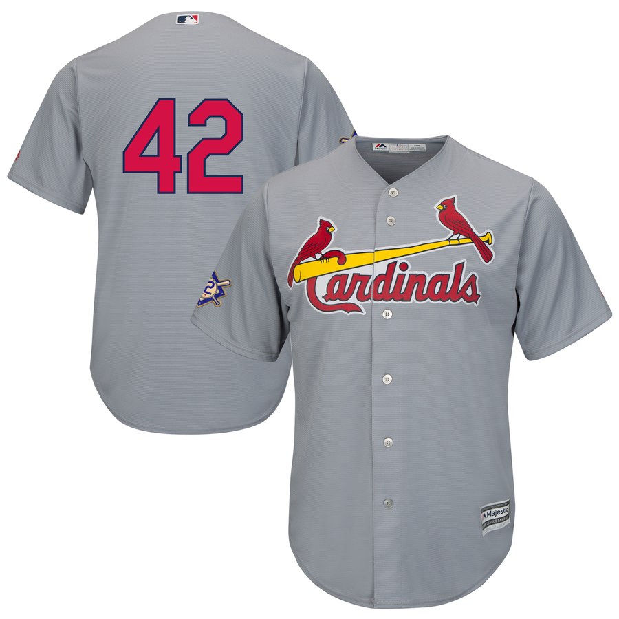 St. Louis Cardinals #42 Majestic 2019 Jackie Robinson Day Official Cool Base Jersey Gray St. Louis Cardinals #42 Majestic 2019 Jackie Robinson Day Official Cool Base Jersey Gray