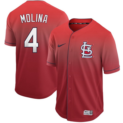 Nike Cardinals #4 Yadier Molina Red Fade Authentic Stitched MLB Jersey Nike Cardinals #4 Yadier Molina Red Fade Authentic Stitched MLB Jersey