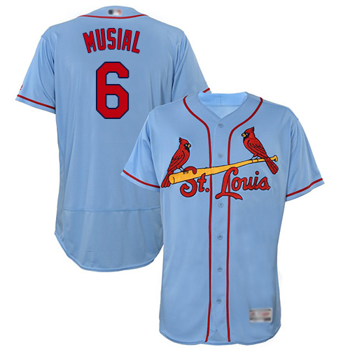Cardinals #6 Stan Musial Light Blue Flexbase Authentic Collection Stitched MLB Jersey Cardinals #6 Stan Musial Light Blue Flexbase Authentic Collection Stitched MLB Jersey