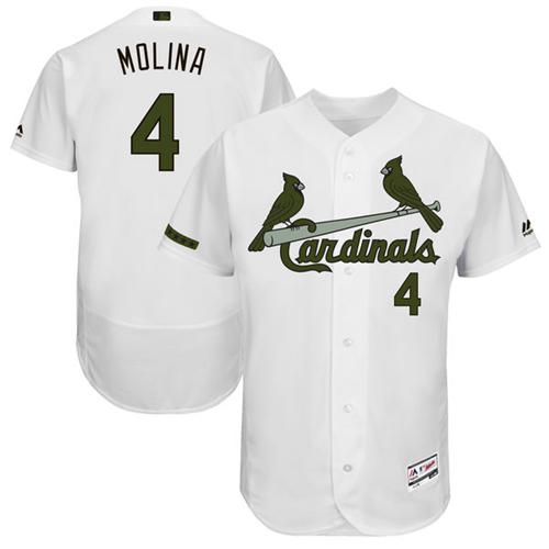 Cardinals #4 Yadier Molina White Flexbase Authentic Collection Memorial Day Stitched MLB Jersey Cardinals #4 Yadier Molina White Flexbase Authentic Collection Memorial Day Stitched MLB Jersey