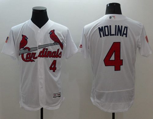 Cardinals #4 Yadier Molina White Fashion Stars & Stripes Flexbase Authentic Stitched MLB Jersey Cardinals #4 Yadier Molina White Fashion Stars & Stripes Flexbase Authentic Stitched MLB Jersey