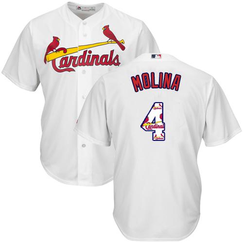 Cardinals #4 Yadier Molina White Team Logo Fashion Stitched MLB Jersey Cardinals #4 Yadier Molina White Team Logo Fashion Stitched MLB Jersey