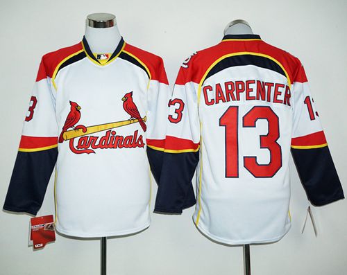 Cardinals #13 Matt Carpenter White/Red Long Sleeve Stitched MLB Jersey Cardinals #13 Matt Carpenter White/Red Long Sleeve Stitched MLB Jersey