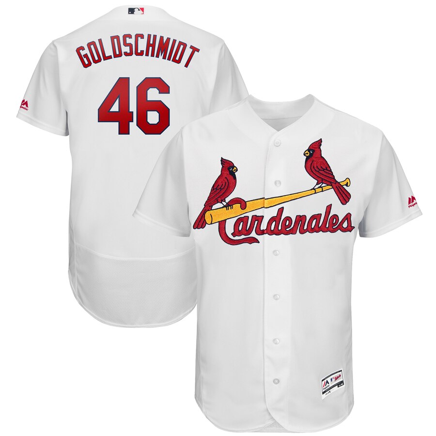 St. Louis Cardinals #46 Paul Goldschmidt Majestic 2019 Hispanic Heritage Flex Base Authentic Player Jersey White St. Louis Cardinals #46 Paul Goldschmidt Majestic 2019 Hispanic Heritage Flex Base Authentic Player Jersey White