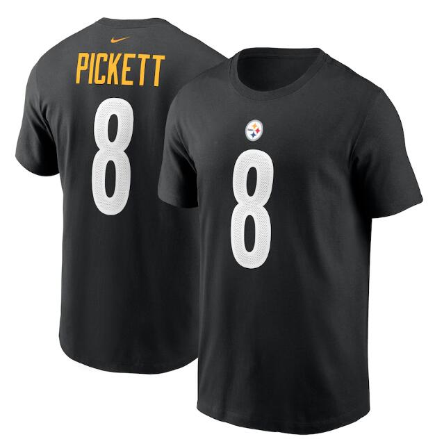 Men's Pittsburgh Steelers #8 Kenny Pickett 2022 Black NFL Draft First Round Pick Player Name & Number T-Shirt Men's Pittsburgh Steelers #8 Kenny Pickett 2022 Black NFL Draft First Round Pick Player Name & Number T-Shirt