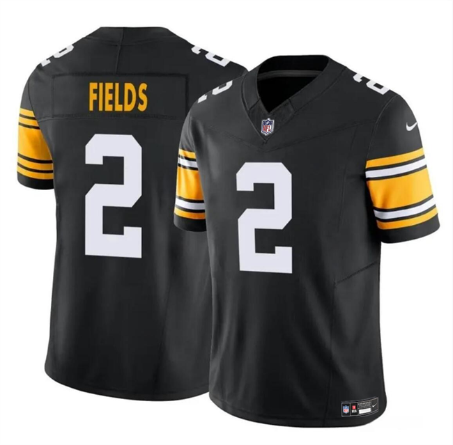 Men's Pittsburgh Steelers #2 Justin Fields Black 2024 F.U.S.E. Vapor Untouchable Limited Stitched Jersey Men's Pittsburgh Steelers #2 Justin Fields Black 2024 F.U.S.E. Vapor Untouchable Limited Stitched Jersey