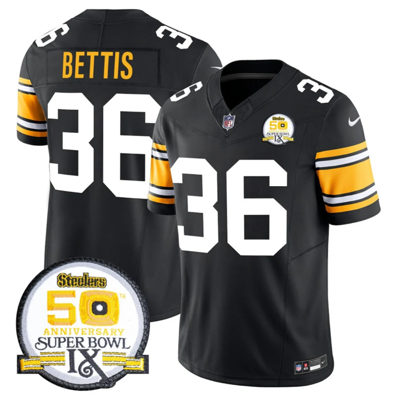 Men's Pittsburgh Steelers #36 Jerome Bettis Black 2024 F.U.S.E. 50th Anniversary Of Super Bowl IX Vapor Untouchable Limited Stitched Jersey Men's Pittsburgh Steelers #36 Jerome Bettis Black 2024 F.U.S.E. 50th Anniversary Of Super Bowl IX Vapor Untouchable Limited Stitched Jersey