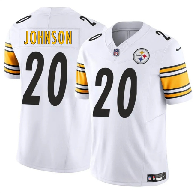 Men's Pittsburgh Steelers #20 Kaleb Johnson White 2025 Draft F.U.S.E. Vapor Limited Stitched Football Jersey Men's Pittsburgh Steelers #20 Kaleb Johnson White 2025 Draft F.U.S.E. Vapor Limited Stitched Football Jersey