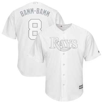Tampa Bay Rays #8 Brandon Lowe Bamm-Bamm Majestic 2019 Players' Weekend Cool Base Player Jersey White Tampa Bay Rays #8 Brandon Lowe Bamm-Bamm Majestic 2019 Players' Weekend Cool Base Player Jersey White