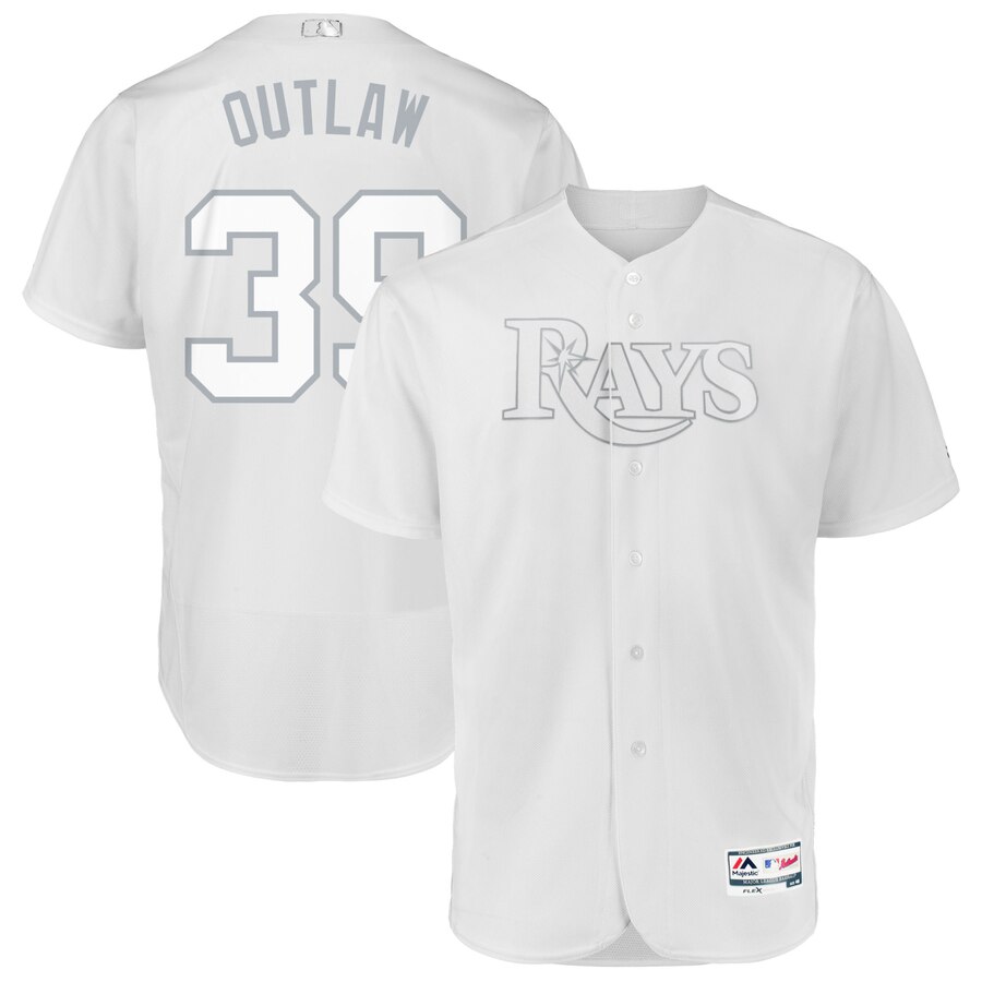 Tampa Bay Rays #39 Kevin Kiermaier Outlaw Majestic 2019 Players' Weekend Flex Base Authentic Player Jersey White Tampa Bay Rays #39 Kevin Kiermaier Outlaw Majestic 2019 Players' Weekend Flex Base Authentic Player Jersey White