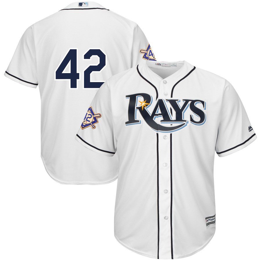 Tampa Bay Rays #42 Majestic 2019 Jackie Robinson Day Official Cool Base Jersey White Tampa Bay Rays #42 Majestic 2019 Jackie Robinson Day Official Cool Base Jersey White
